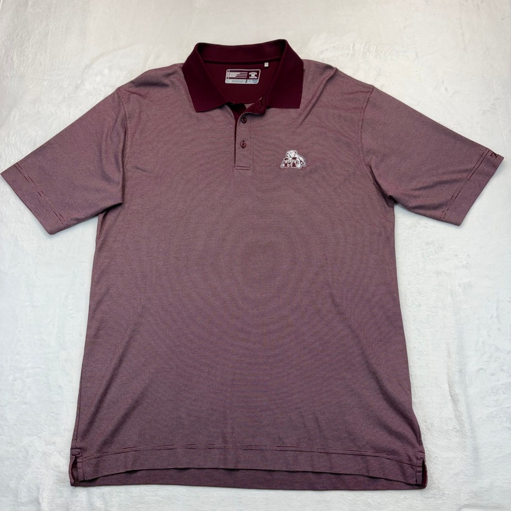 Cutter & Buck Mississippi State Bulldogs Polo Shirt Mens XL Maroon CB DryTec